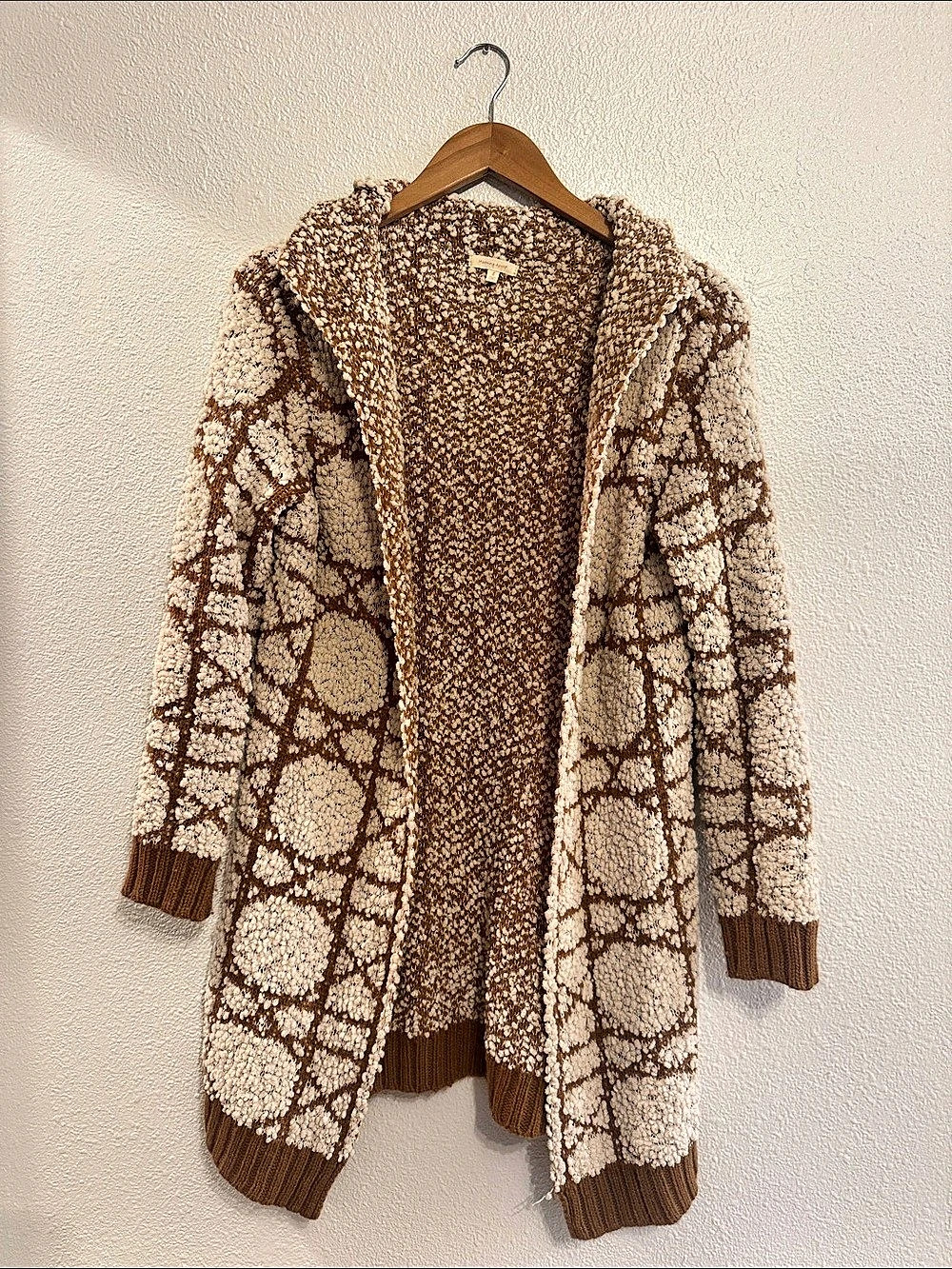 Morning Apple Women's Geometric Cardigan Brown & Cream